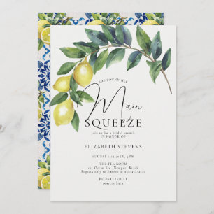 Invitación Principal Squeeze Lemon Arch Azulejos Azules Ducha