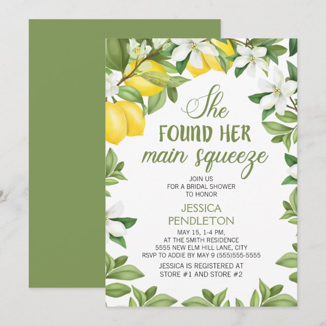 Invitación Principal Squeeze Lemons Citrus Bridal Shower (Anverso / Reverso)