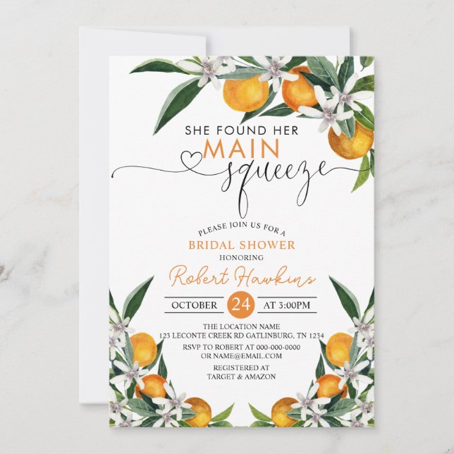 Invitación Principales Naranjas de la congelación y ducha de  (Anverso)