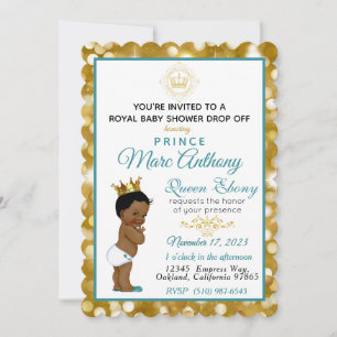 Invitación Príncipe Africano Real Fantasía Brillo Azul Turque