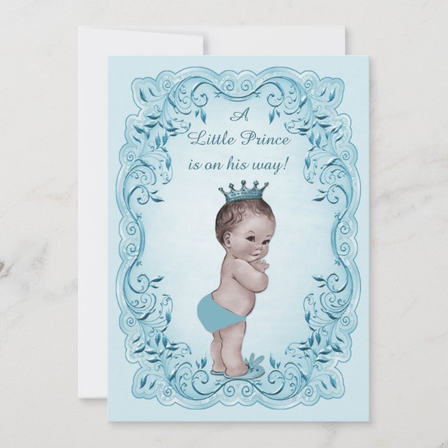 Invitación Príncipe azul Baby Shower del vintage (Anverso)