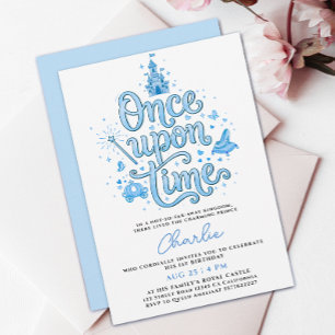 Invitación Príncipe Azul Pastel Encantado Castillo de Cuento