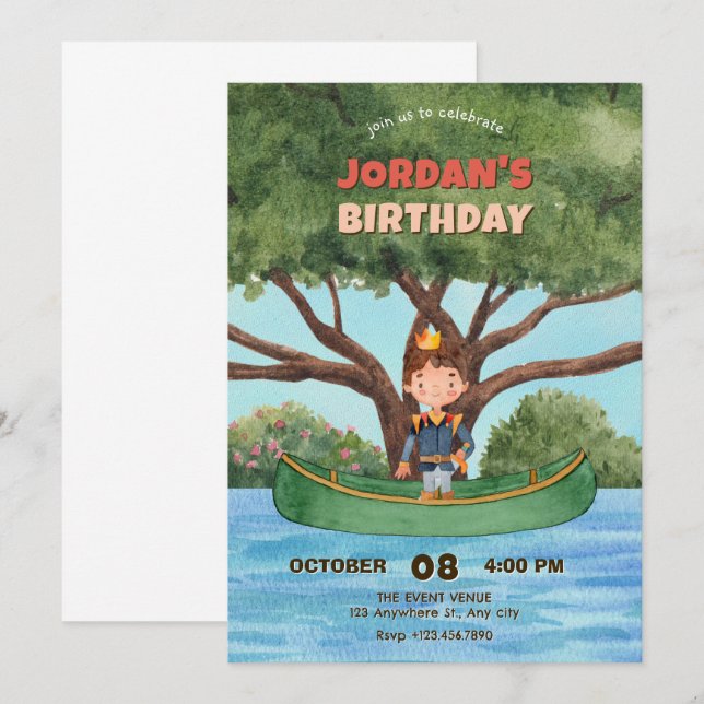 Invitación Príncipe de acuarela (Anverso / Reverso)