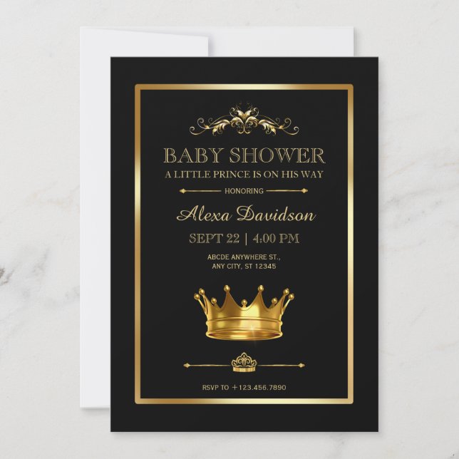 Invitación Príncipe de la Corona Baby Shower (Anverso)