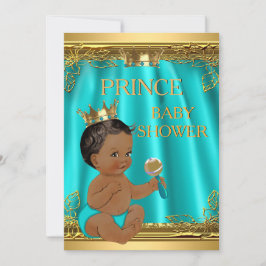 Invitación Príncipe de la etnia Baby Shower Aqua Verde azulad