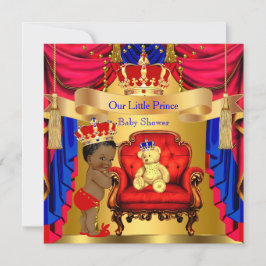 Invitación Príncipe de la etnia Baby Shower Oro Azul rojo