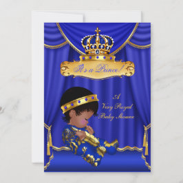 Invitación Príncipe de la etnia Baby Shower Royal Blue Drapes