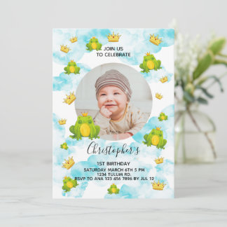 Invitación Príncipe de la rana 1er cumpleaños