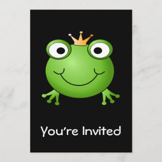 Invitación Príncipe de la rana. Rana sonriente con una corona
