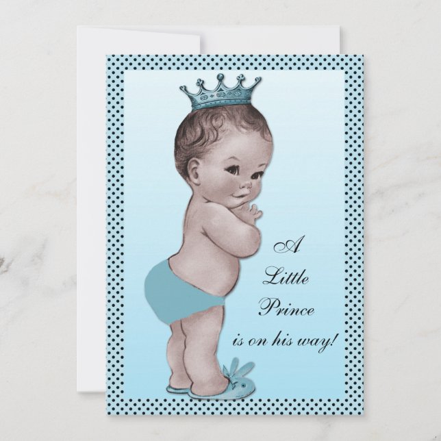 Invitación Príncipe lindo Baby Shower del vintage (Anverso)