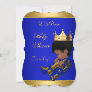 Invitación Príncipe Niño Baby Shower Azul Étnico