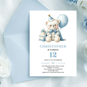Invitación Príncipe oso de peluche azul polvoriento genial cu
