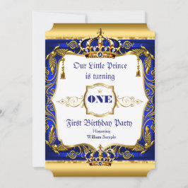 Invitación Príncipe Real 1er cumpleaños Corona de Oro Ornato 