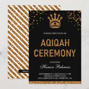 Invitación Príncipe Real Corona de Oro Aqiqah