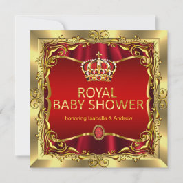 Invitación Príncipe Real o Princesa Baby Shower Oro Rojo