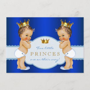 Invitación Príncipe Twin Boy Baby Shower del azul real