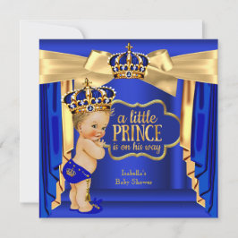 Invitación Príncipes azules reales Baby Shower Rubia de la Co