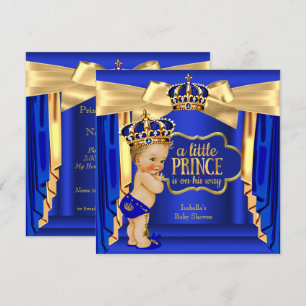 Invitación Príncipes azules reales Baby Shower Rubia de la Co