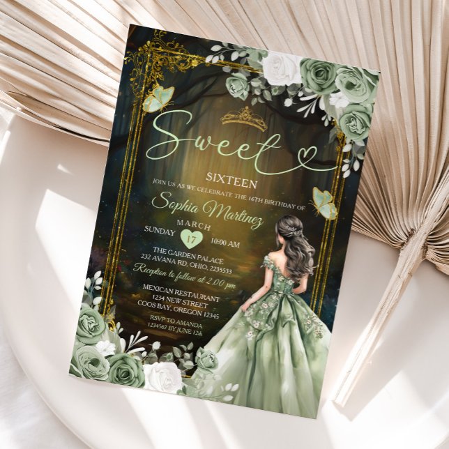 Invitación Príncipes verdes del sabio bosque Quinceañera (Subido por el creador)