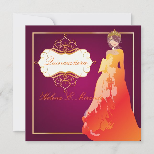 Invitación Principio formal de Quinceañera/Quince años (Anverso)