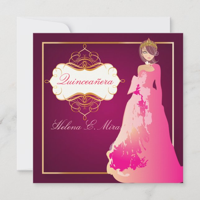 Invitación Principio formal de Quinceañera/Quince años (Anverso)