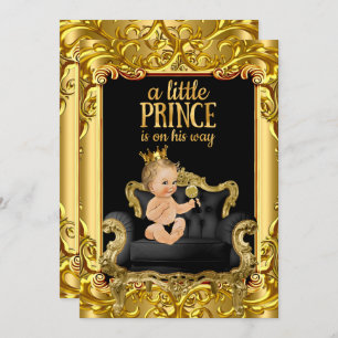 Invitación Principito en un bebé con Baby Shower en trono