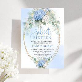 Invitación Printable Blue Hydrangea Sweet Sixteen Birthday 