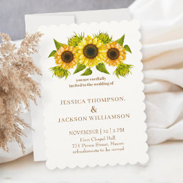 Invitación Printable Custom Wedding Card, sunflower 