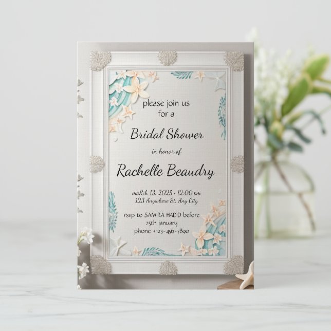 Invitación Printable Invitation Template for Bridal shower (Anverso de pie)