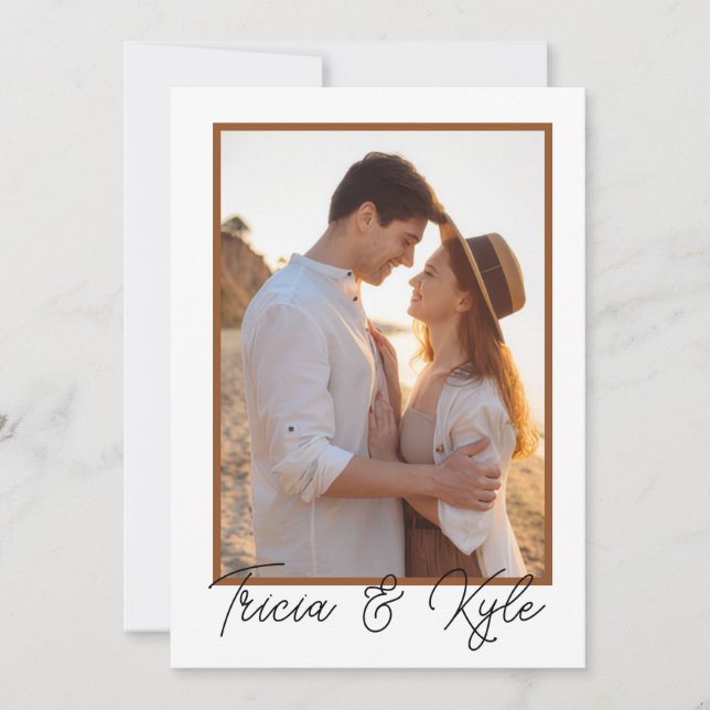 Invitación Printable minimalist four-photo wedding (Anverso)