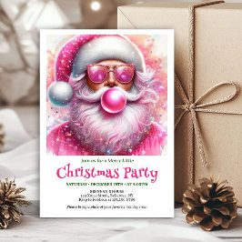 Invitación Printable Pink Santa Bubble Gum Funny Christmas