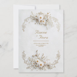 Invitación Pristine White Floral Gold Vine Elegant Wedding