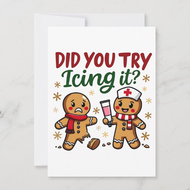 Invitación ¿Probaste Congelarlo Funny Gingerbread Enfermería  (Anverso)
