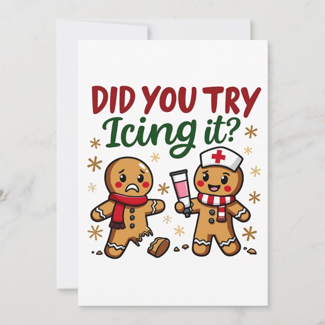 Invitación Probaste Glasearlo Funny Gingerbread Enfermería  (Anverso)