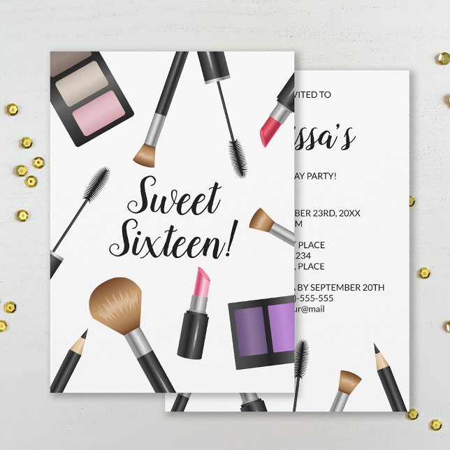 Invitación Productos de Maquillaje Fiesta de Cumpleaños Dulce (Subido por el creador)