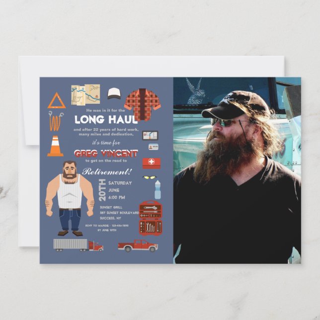 Invitación profesional de la foto del camionero (Anverso)