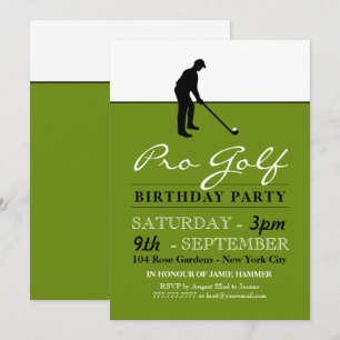Invitación Profesional del golf, Silhouette de Golf, Fiesta d