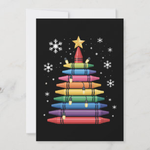 Invitación Profesor Arte Crayón Árbol Navidad Escuela Xmas