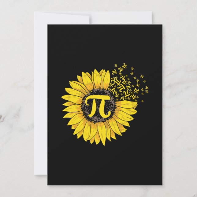 Invitación Profesor de Matemáticas Número Pi Girasol (Anverso)