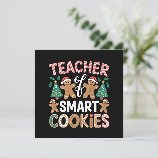 Invitación Profesor de Navidad de Galletas de Jengibre Inteli (Anverso de pie)