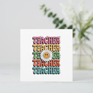 Invitación Profesor Groovy Cute Daisy Flor Retro De Vuelta A 