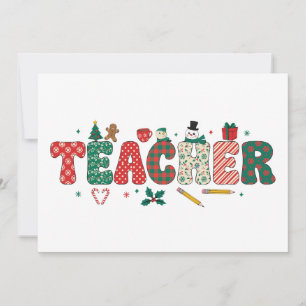 Invitación Profesor Letras de Cuadros Navideños Lápiz Pan de