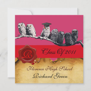 INVITACIÓN PROFESOR OWL GRADUATION PARCHMENT WAX SEAL MONOGRA