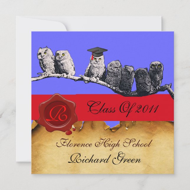INVITACIÓN PROFESOR OWL GRADUATION PARCHMENT WAX SEAL MONOGRA (Anverso)