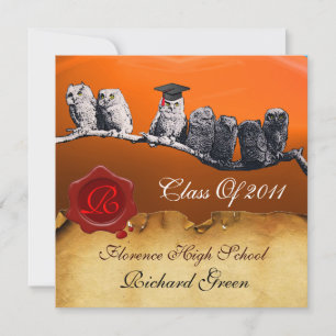 INVITACIÓN PROFESOR OWL GRADUATION PARCHMENT WAX SEAL MONOGRA