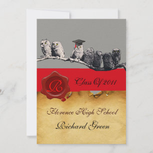 INVITACIÓN PROFESOR OWL GRADUATION PARCHMENT WAX SEAL MONOGRA