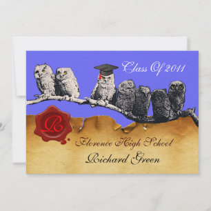 INVITACIÓN PROFESOR OWL GRADUATION PARCHMENT WAX SEAL MONOGRA
