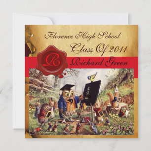 INVITACIÓN PROFESOR OWL GRADUATION PARCHMENT WAX SEAL MONOGRA