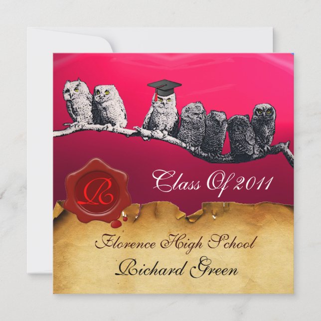 INVITACIÓN PROFESOR OWL GRADUATION PARCHMENT WAX SEAL MONOGRA (Anverso)