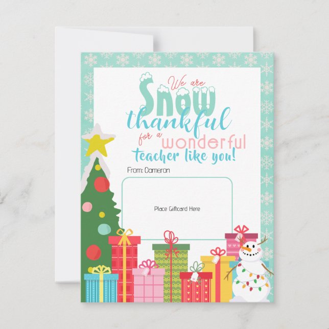 Invitación Profesores de Nieve Agradecidos Gracias Portadora  (Anverso)